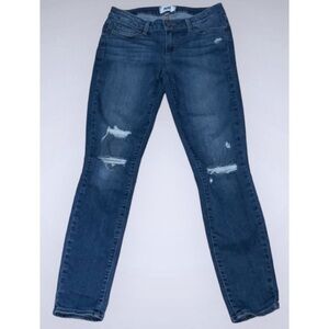 Paige Verdugo Ankle Skinny Distressed Ripped Medium Wash Mid Rise Jeans 29